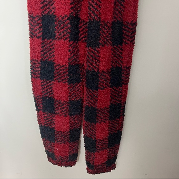 NEW Skims Cozy Unisex Onesie Fleece Hooded Black area Buffalo Check Plaid *T - Picture 12 of 13